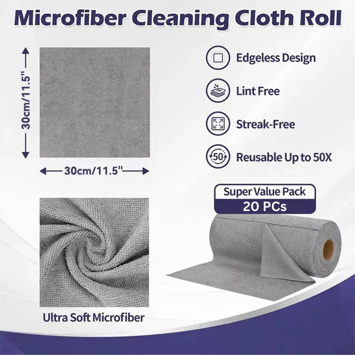 Microfiber Cleaning Cloth Roll – (20 Sheets) Reusable & Super Absorbent - Image 4