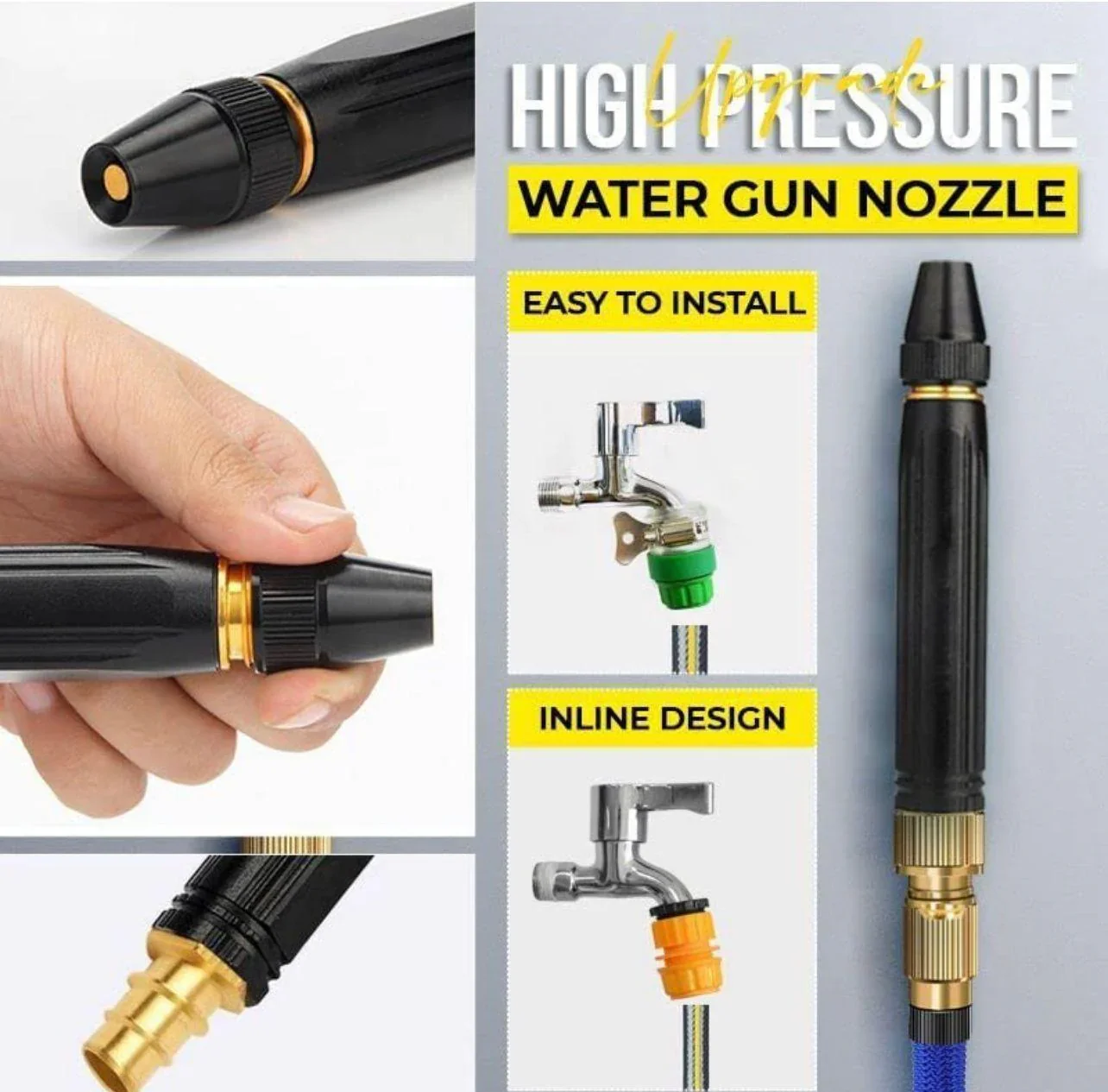 Portable High Pressure Washing Water Nozzle (Black) - Image 8
